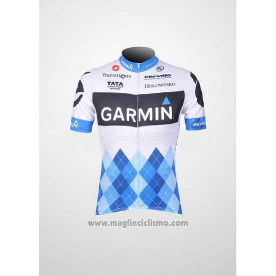 2011 Abbigliamento Ciclismo Garmin Cervelo Blu e Bianco Manica Corta e Salopette